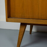 Vintage walnut sideboard with sliding doors and drawers 1960s