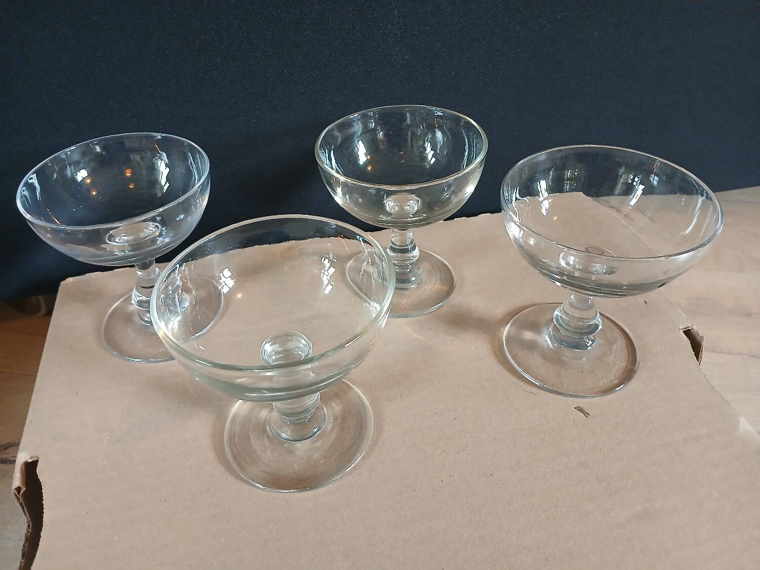 4 antique champagne glasses
