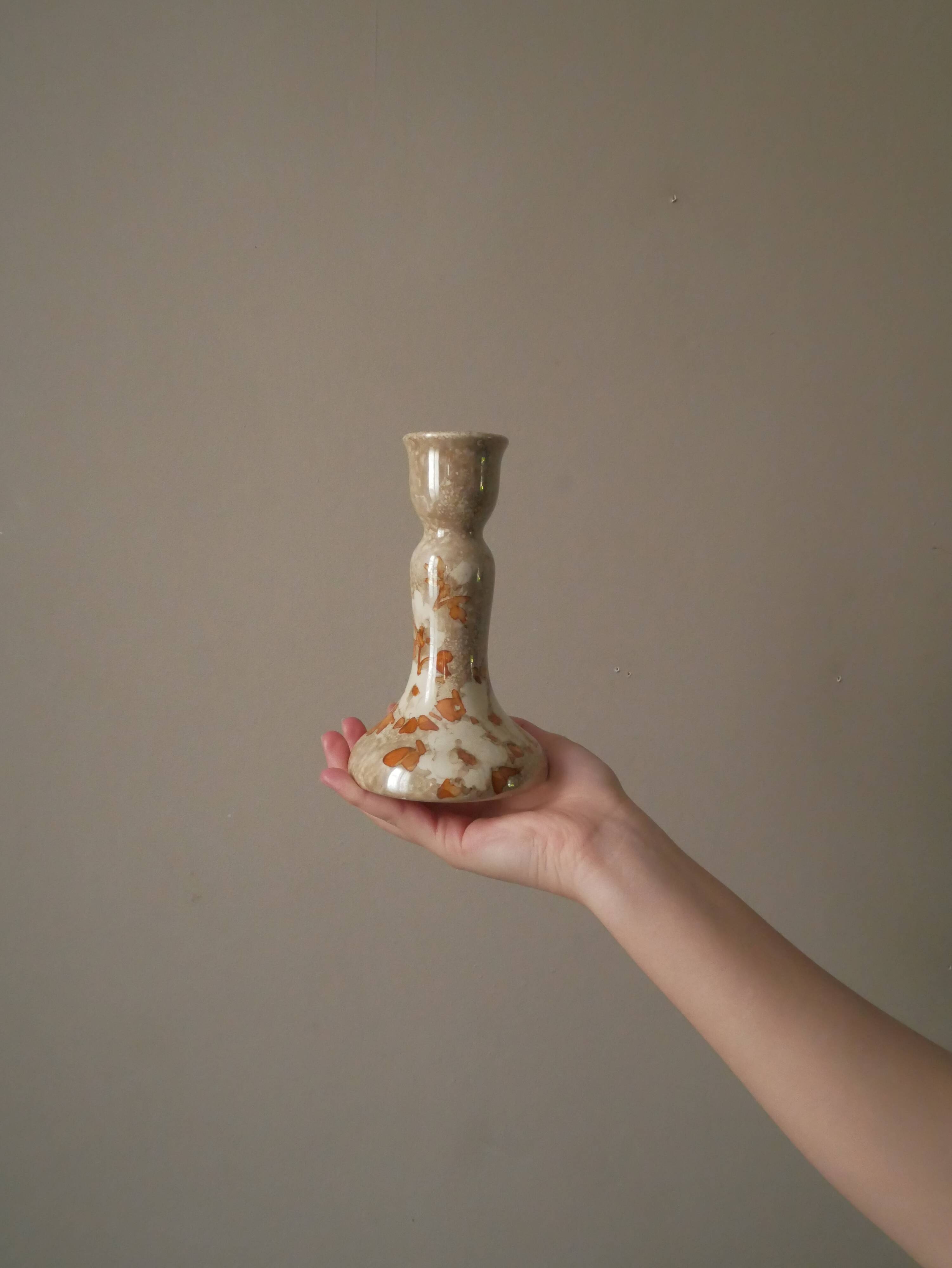 Pair of handcrafted porcelain ceramic candelabra candlesticks