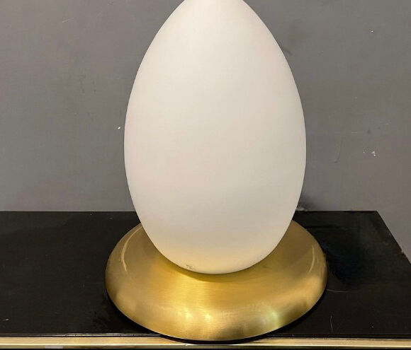 Murano Glass Egg Shaped Table Lamps, 1980s, Set of 2
