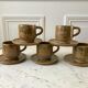 service à café 6 tasses et sous-tasses, theière et sucrier en cérémique / poterie / grès années 50-6