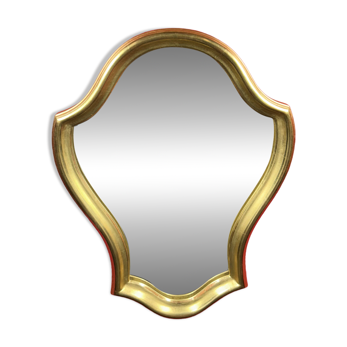 Mirror with a wavy shape, wood and gilded stucco