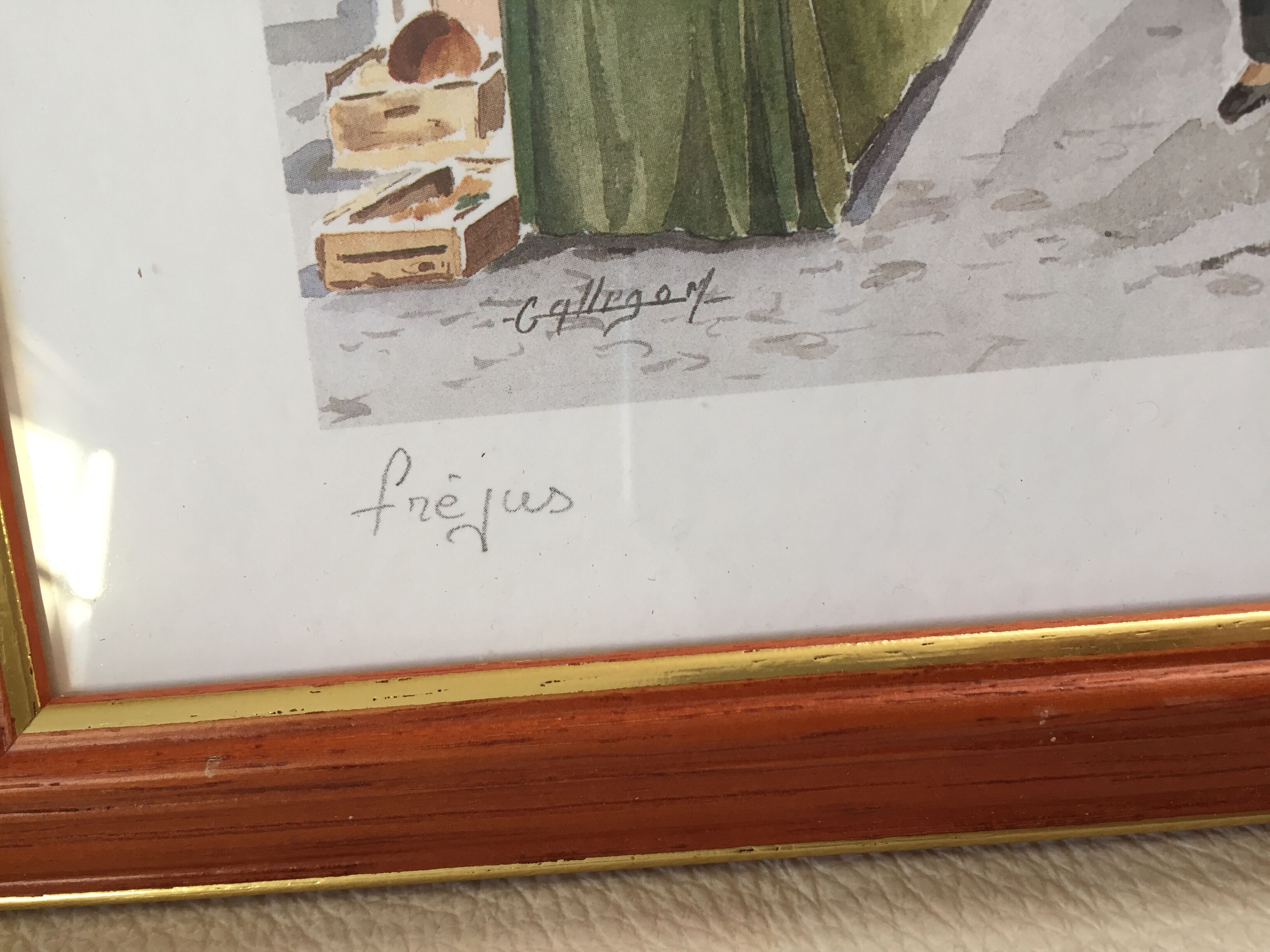Framed watercolor by Michèle Gallego - Fréjus