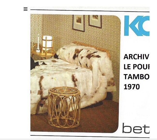 Vintage rattan pouf stool