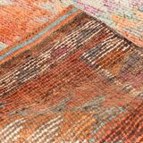 Tapis runner vintage orange à motifs géométriques faits main, 86x319Cm