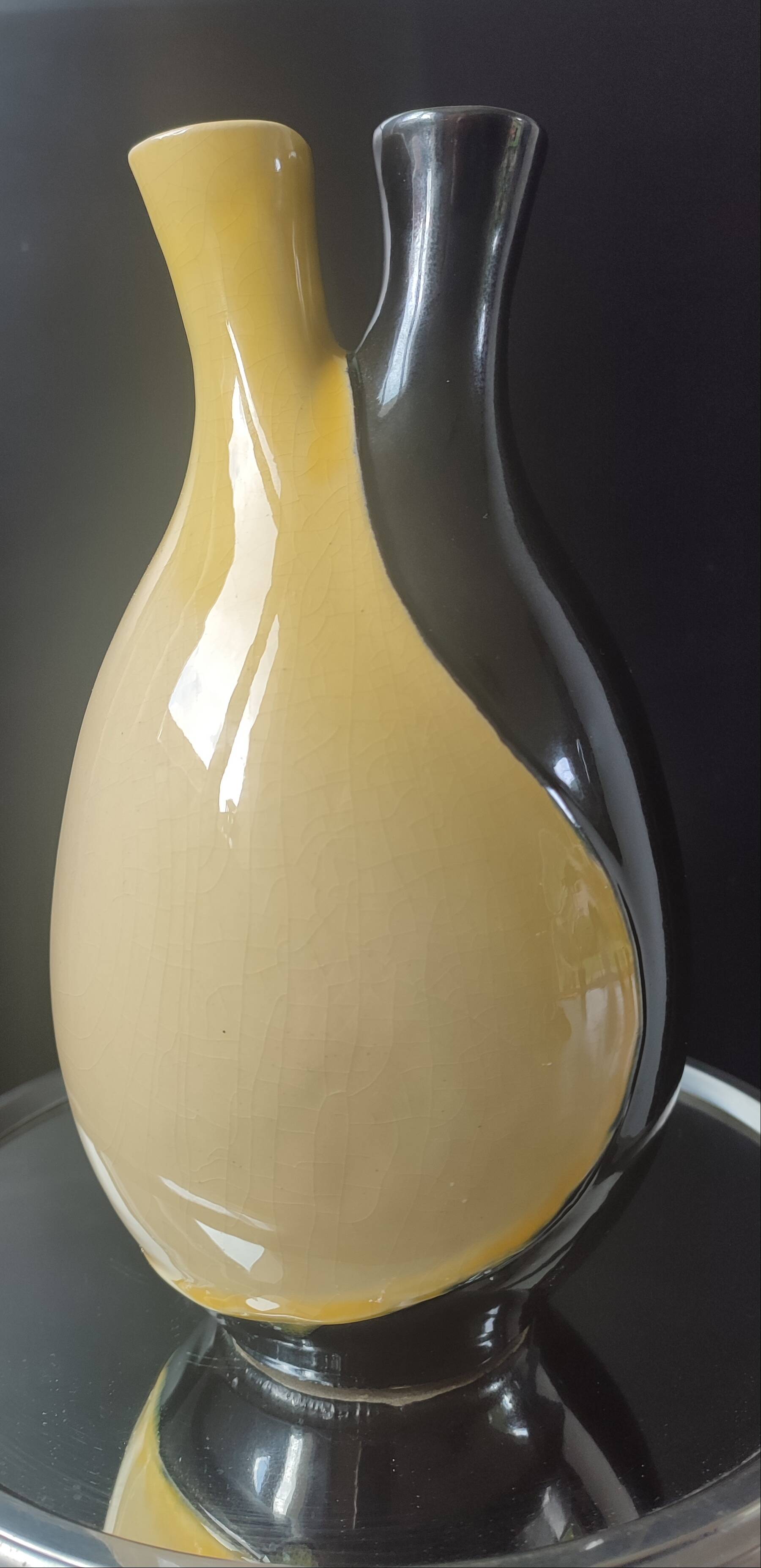 Two-necked vase Vintage ceramic 1964.