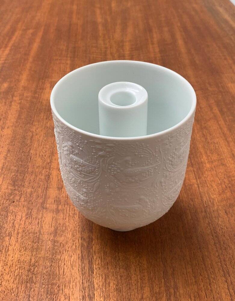 White porcelain candlestick from mid-century by Bjørn Wiinblad for Rosenthal.