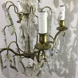 4 light bronze and crystal chandelier