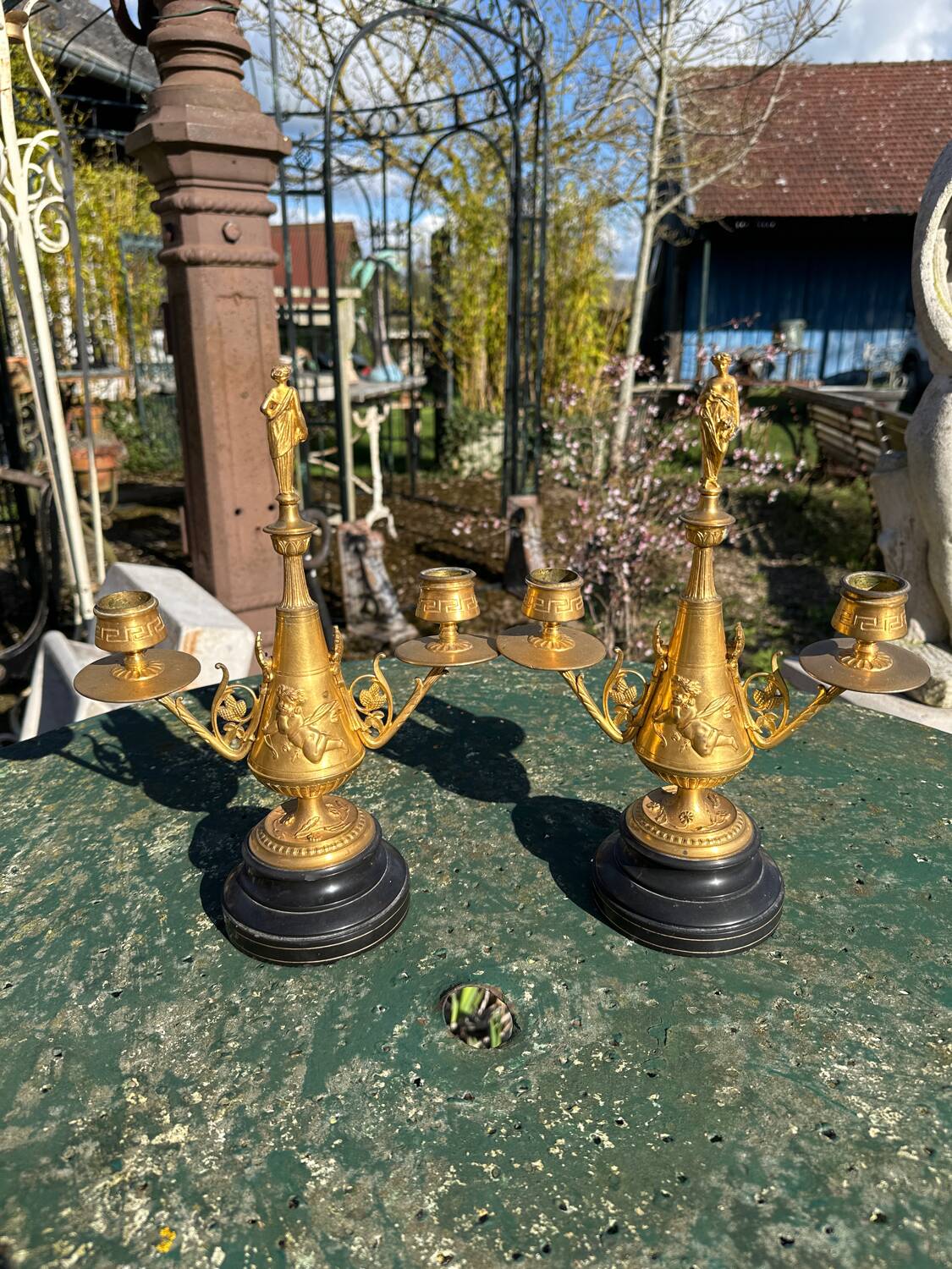 Pair of gilded bronze candlesticks