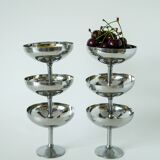 Set of 6 large stainless steel bowls, Tall, Design, 1970, 10 x 10 cm