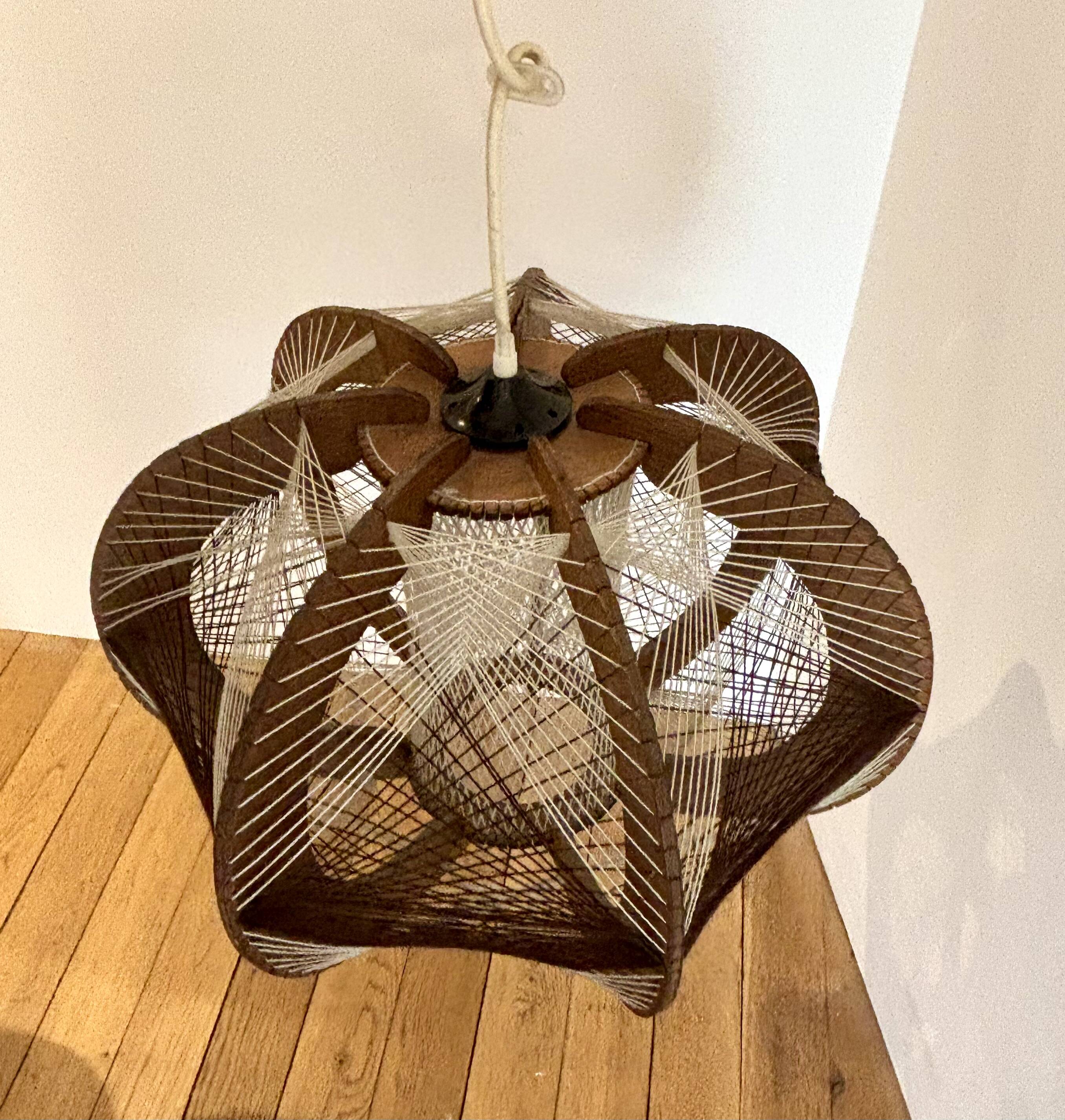 Scandinavian wooden and wire suspension
