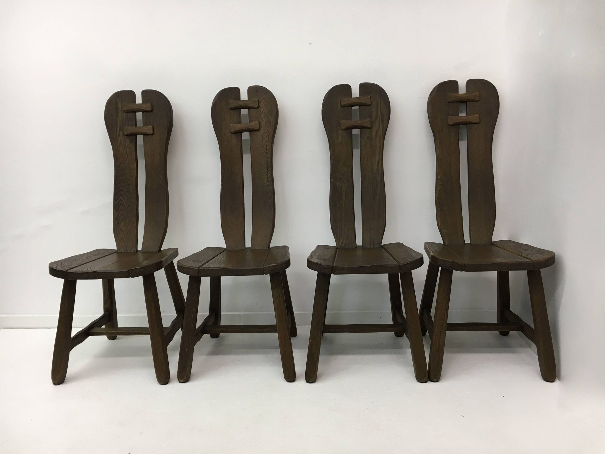 Set of 4 Belgian Brutalist Dining Chairs from De Puydt, 1970’s