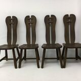 Set of 4 Belgian Brutalist Dining Chairs from De Puydt, 1970’s