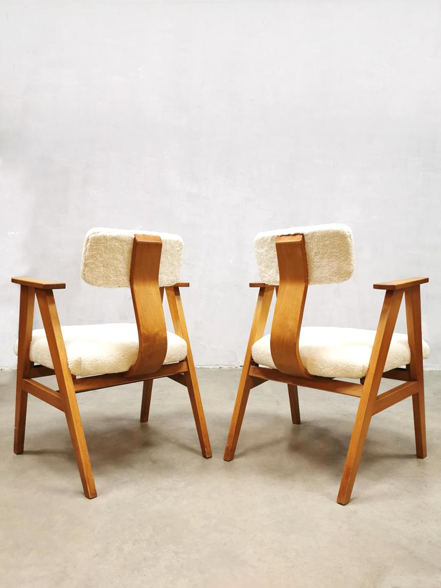 Vintage midcentury Dutch design arm chairs 1950s stoelen