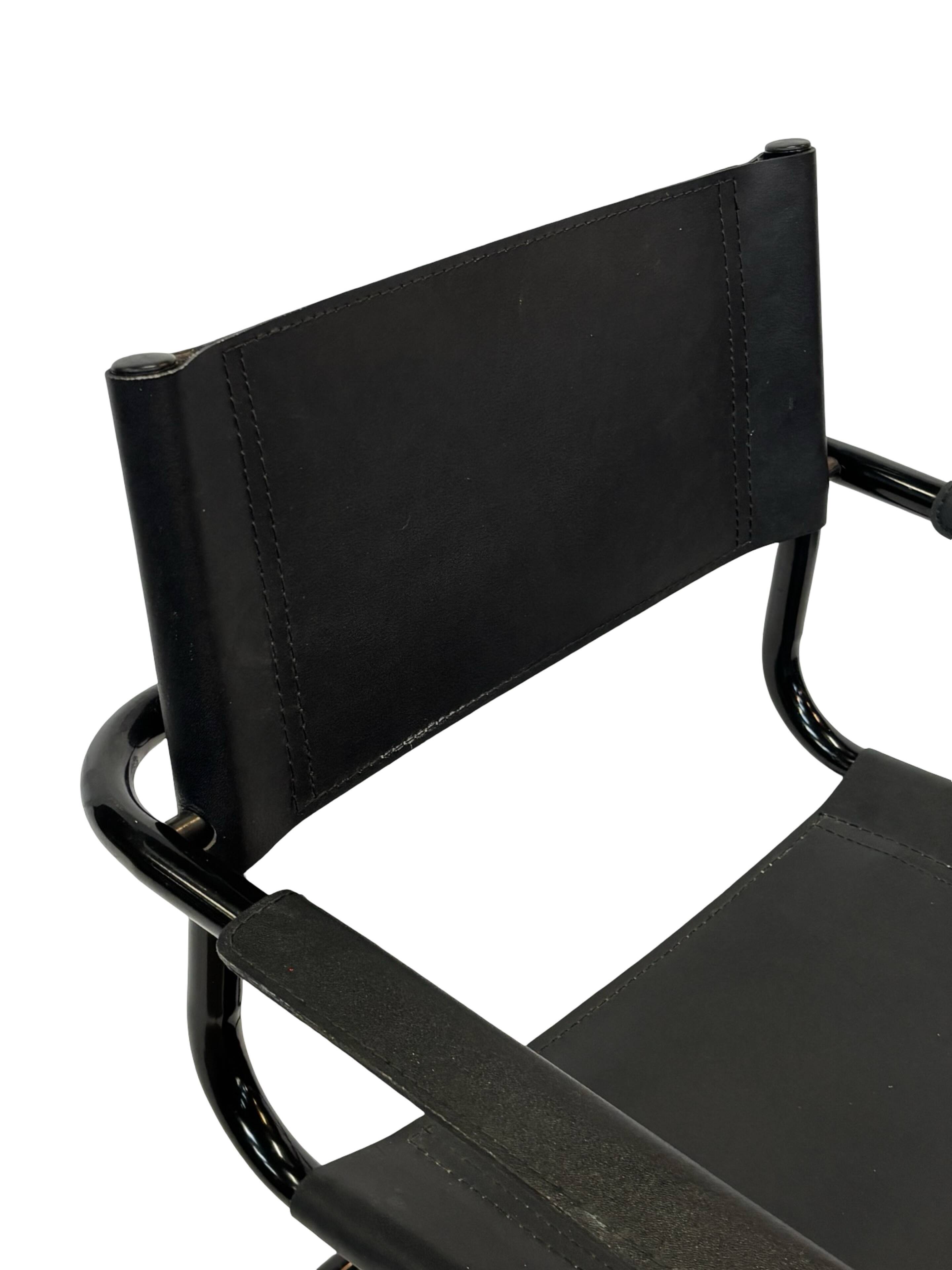 Set of 4 Bauhaus cantilever chairs in black imitation leather design
