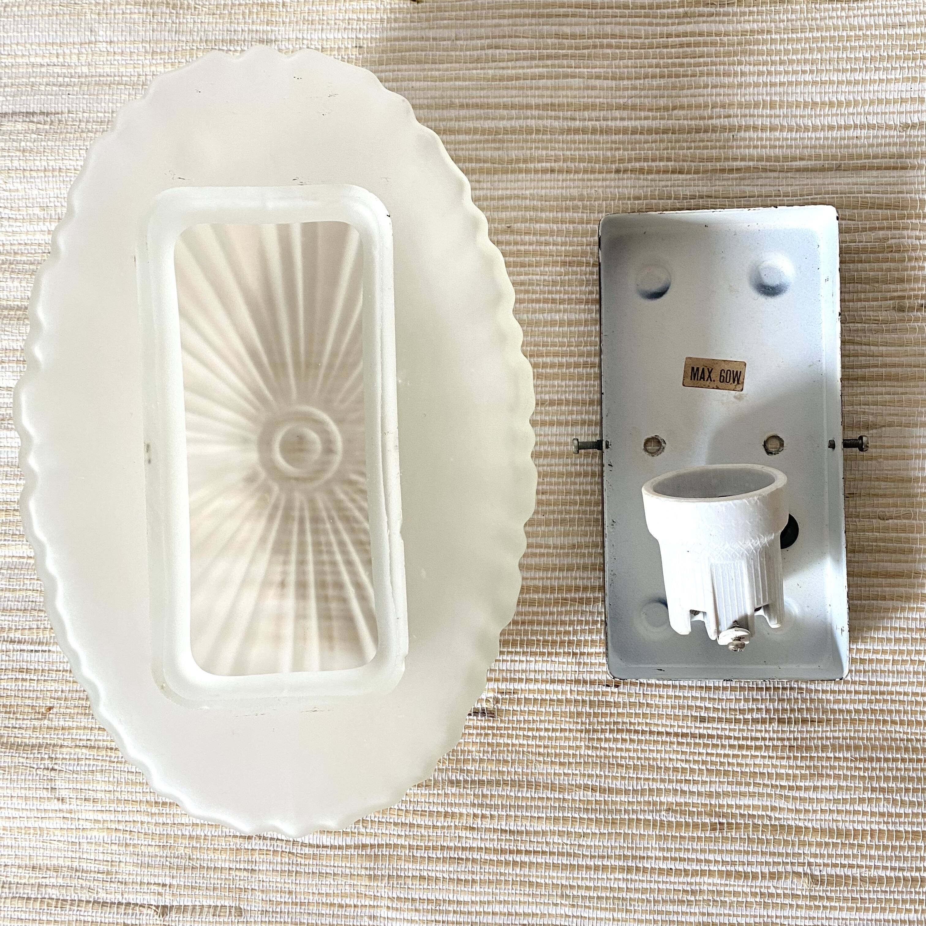Vintage oval frosted glass ceiling light