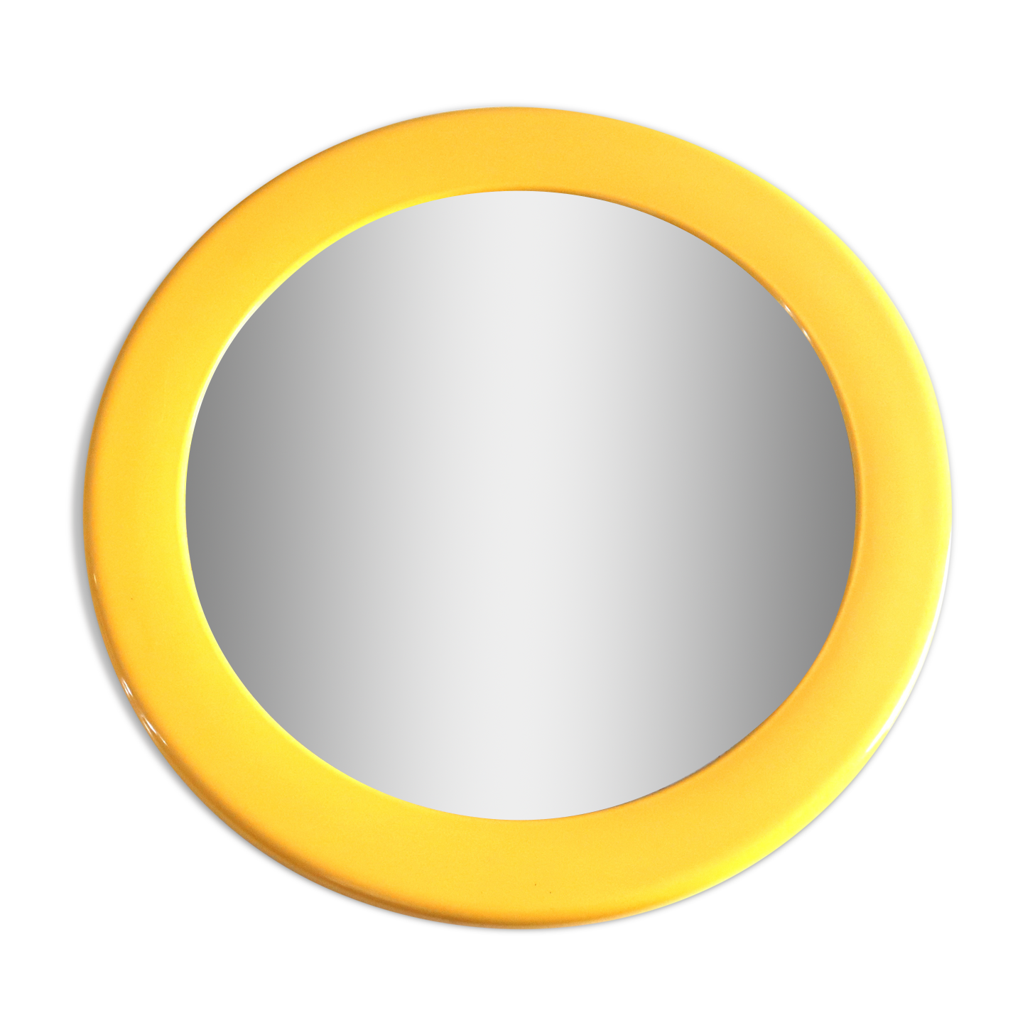 Syla round mirror in yellow plastic, 70s