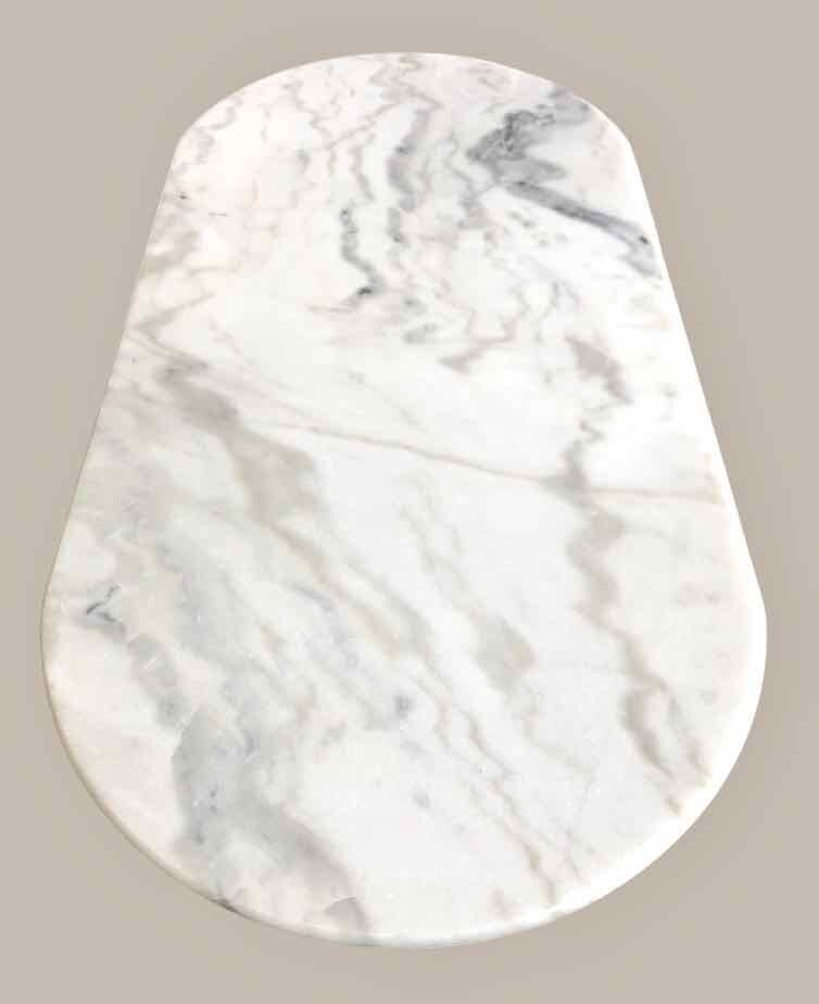 Oval marble and cast iron bistro table