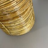 Mid-century rattan and brass bauhaus waste paper bin, france, 1960s
