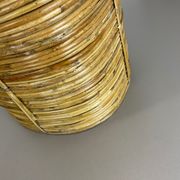 Mid-century rattan and brass bauhaus waste paper bin, france, 1960s