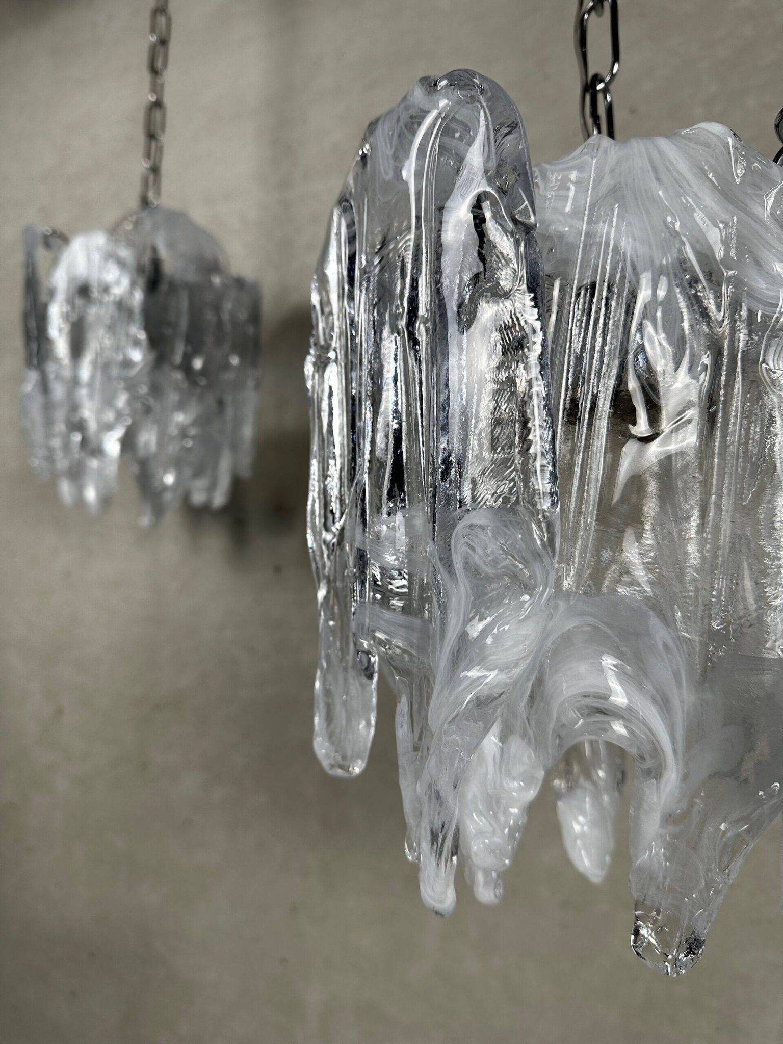 2x lustres vintage Mazzega en 'verre fondu' – Murano