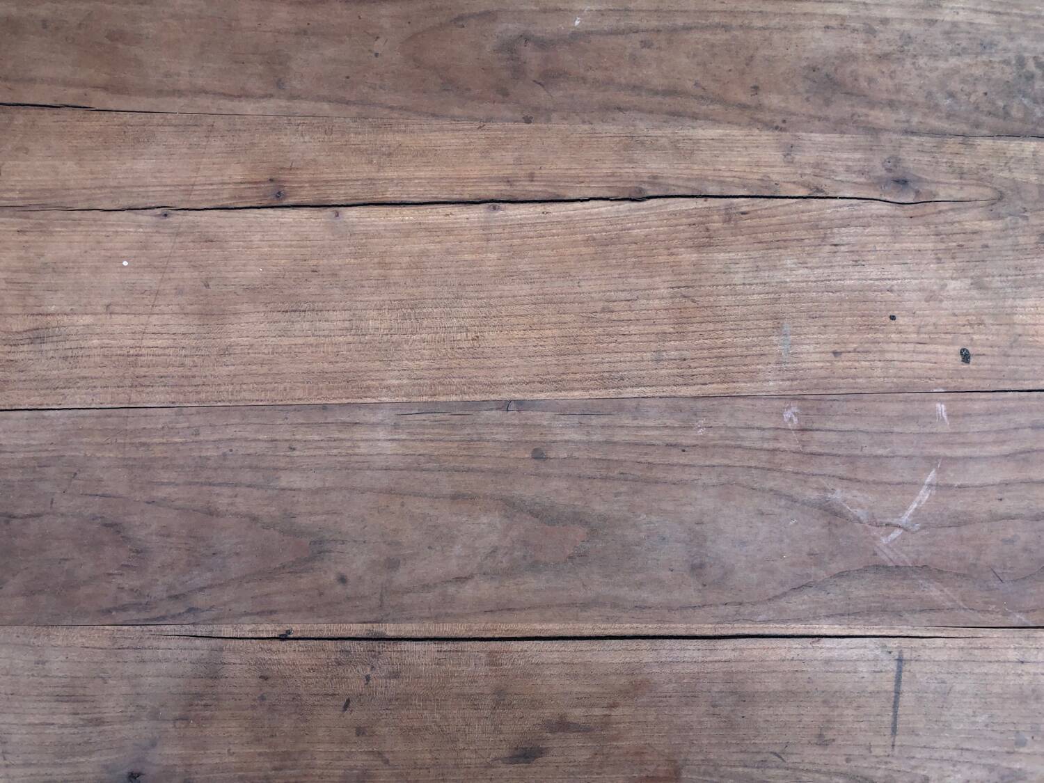 Antique solid cherry farmhouse table with 3 drawers and 2 pulls