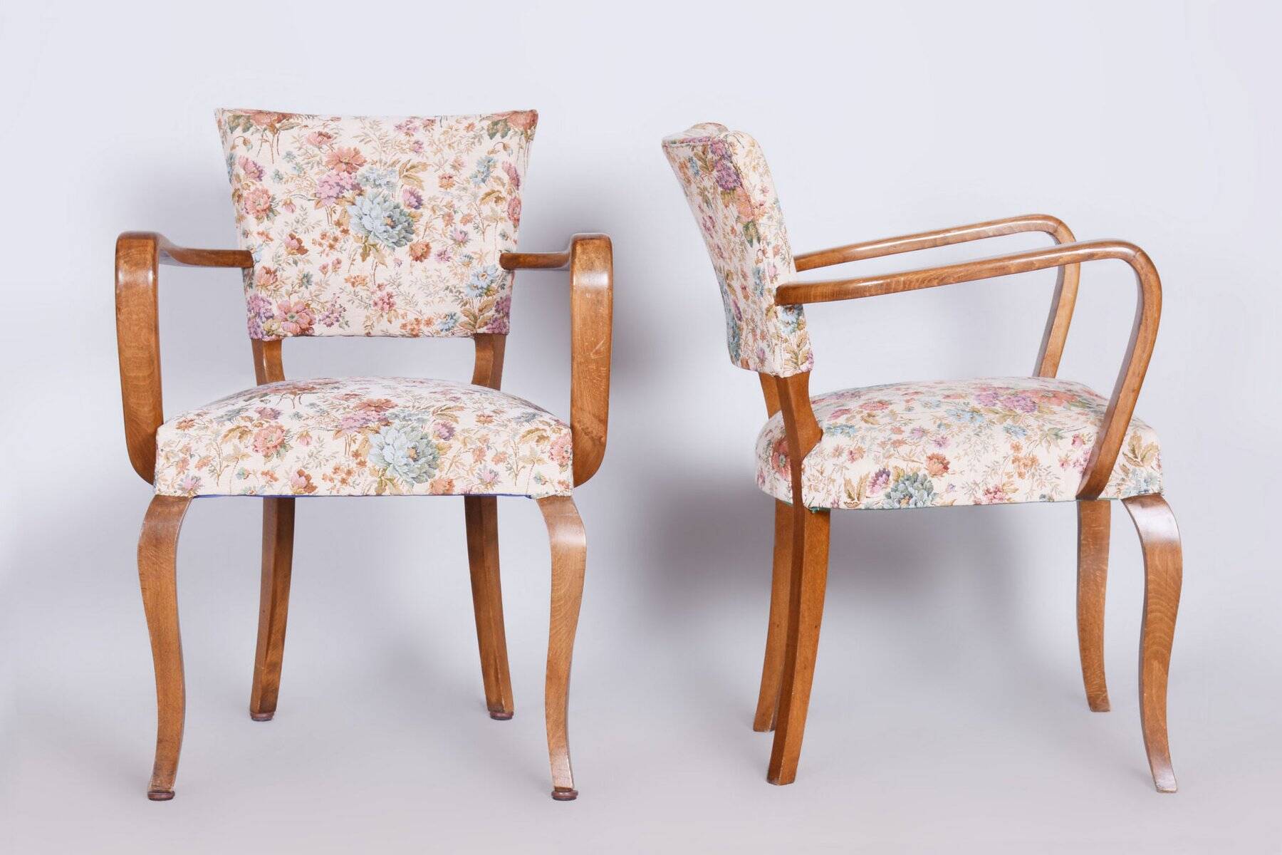 Art Deco Chairs in Beech attributed to J. Leleu, France, 1930s, Set of 2