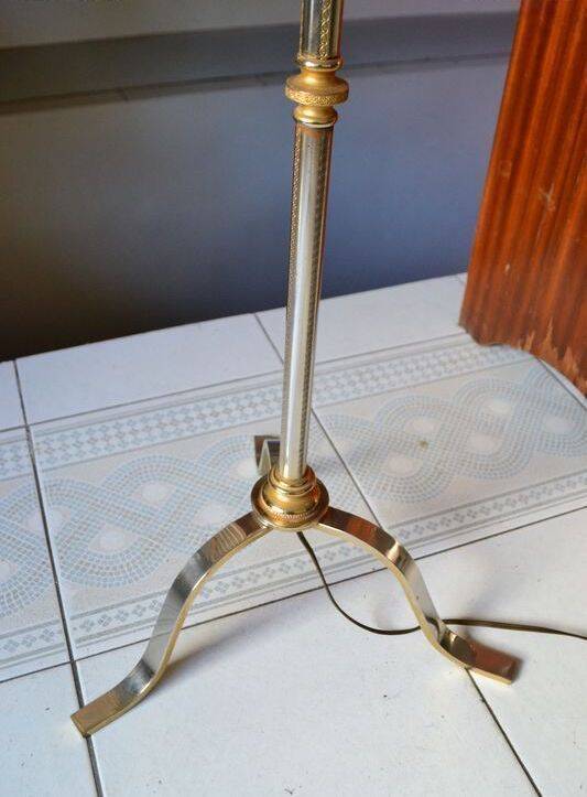 Lampadaire vintage tripode extensible laiton doré