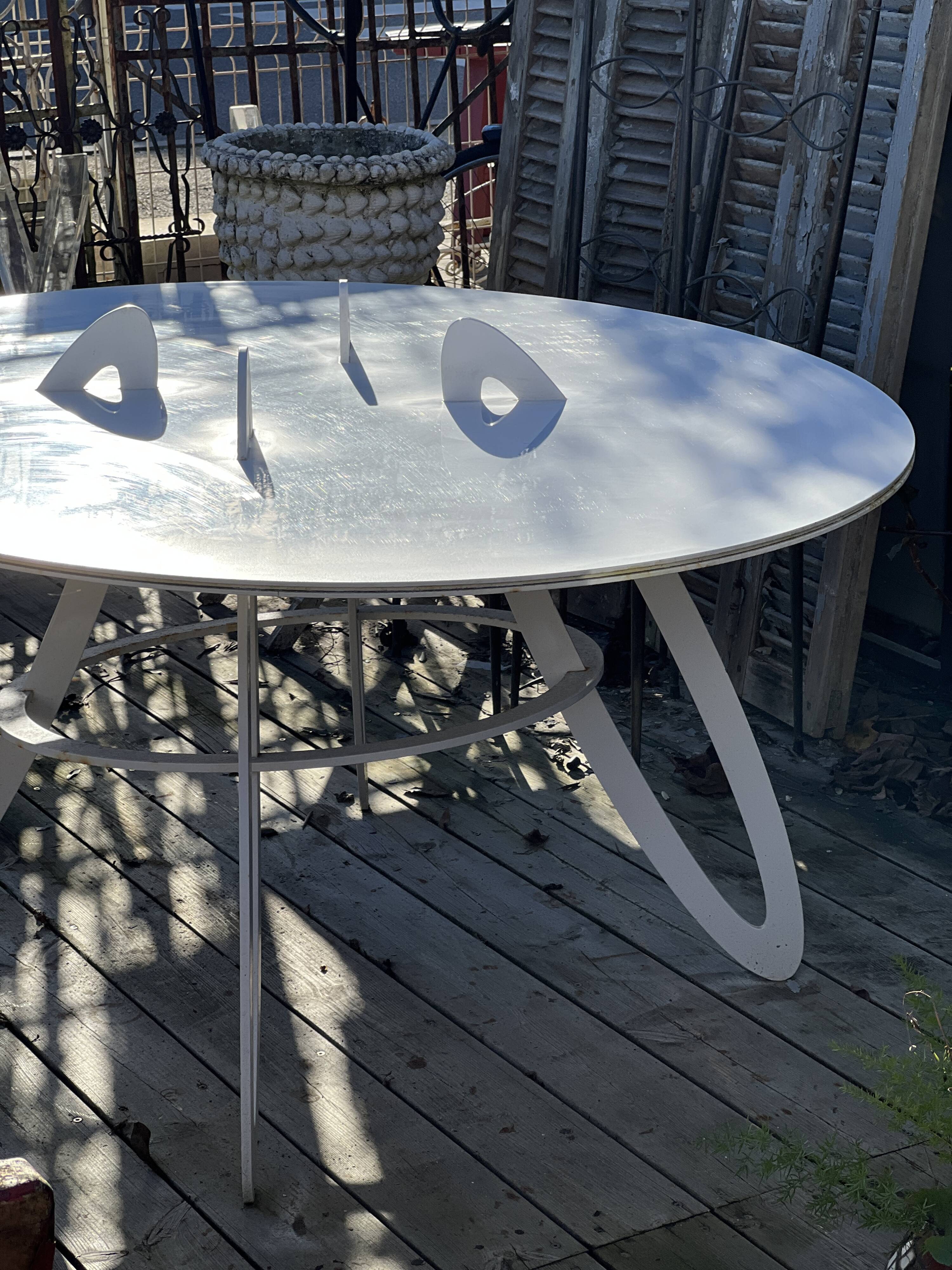 White metal table