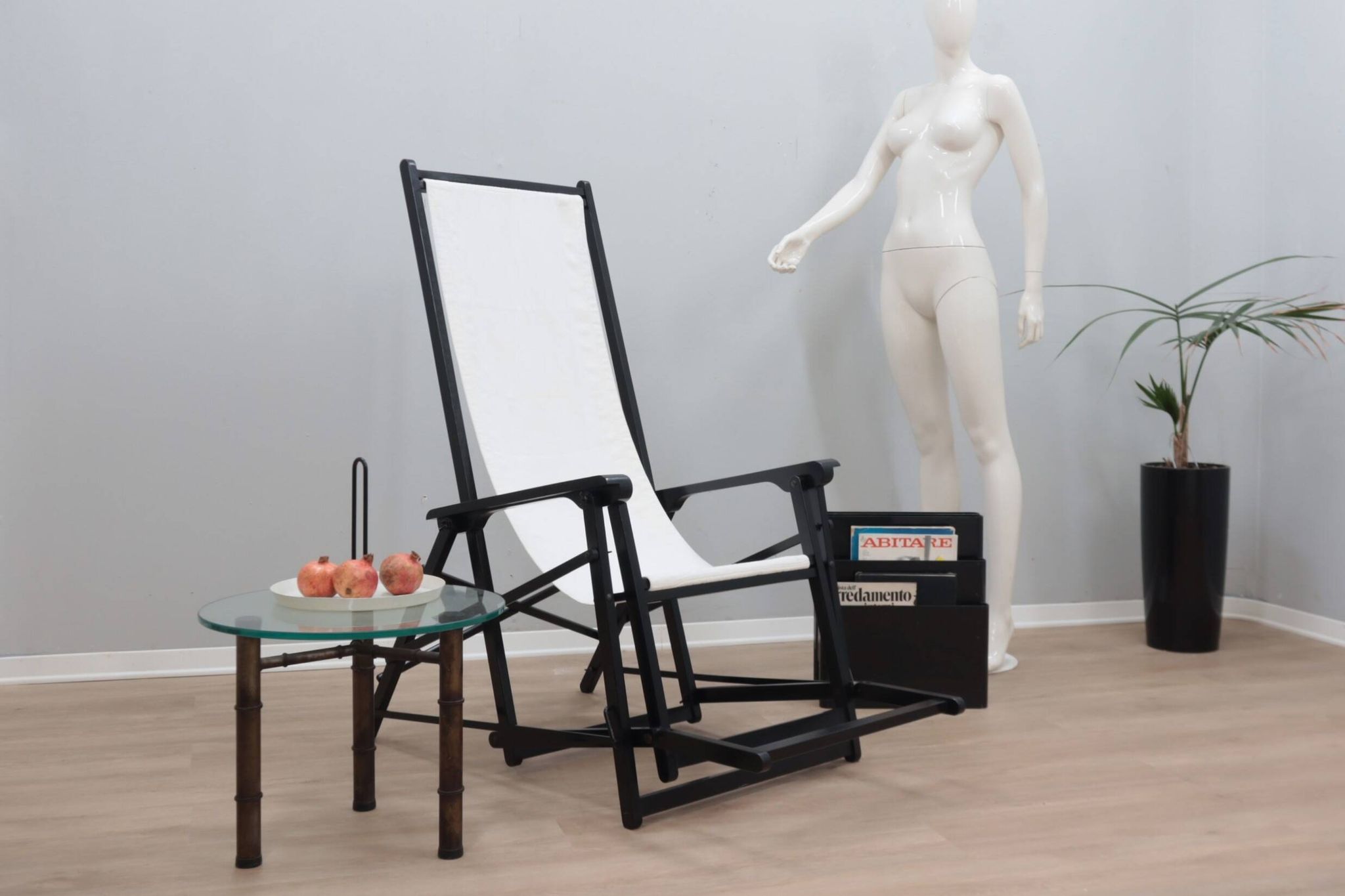 Vintage Italian design folding deck chair 1970s