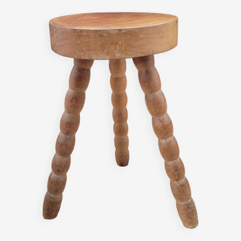 Tabouret tripode pieds boules assise épaisse