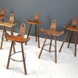 Set of 6 brutalist bar stools, 1960s