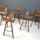 Ensemble de 6 tabourets de bar brutalistes, années 1960