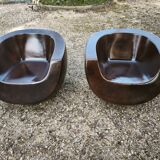 Pair of Moon armchairs in fibreglass