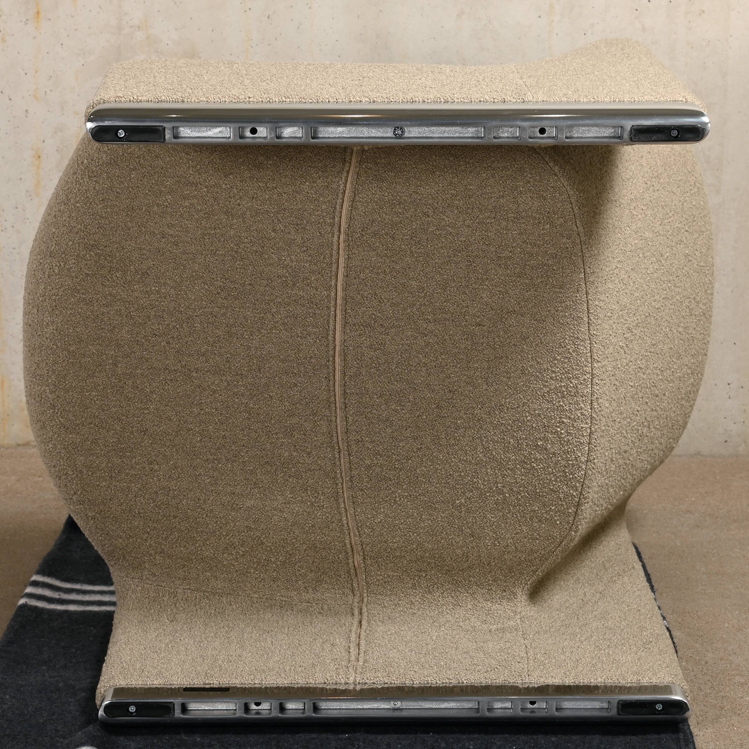 Giancarlo Piretti Alky Lounge Chairs in stone grey Bouclé Wool, Anonima Castelli