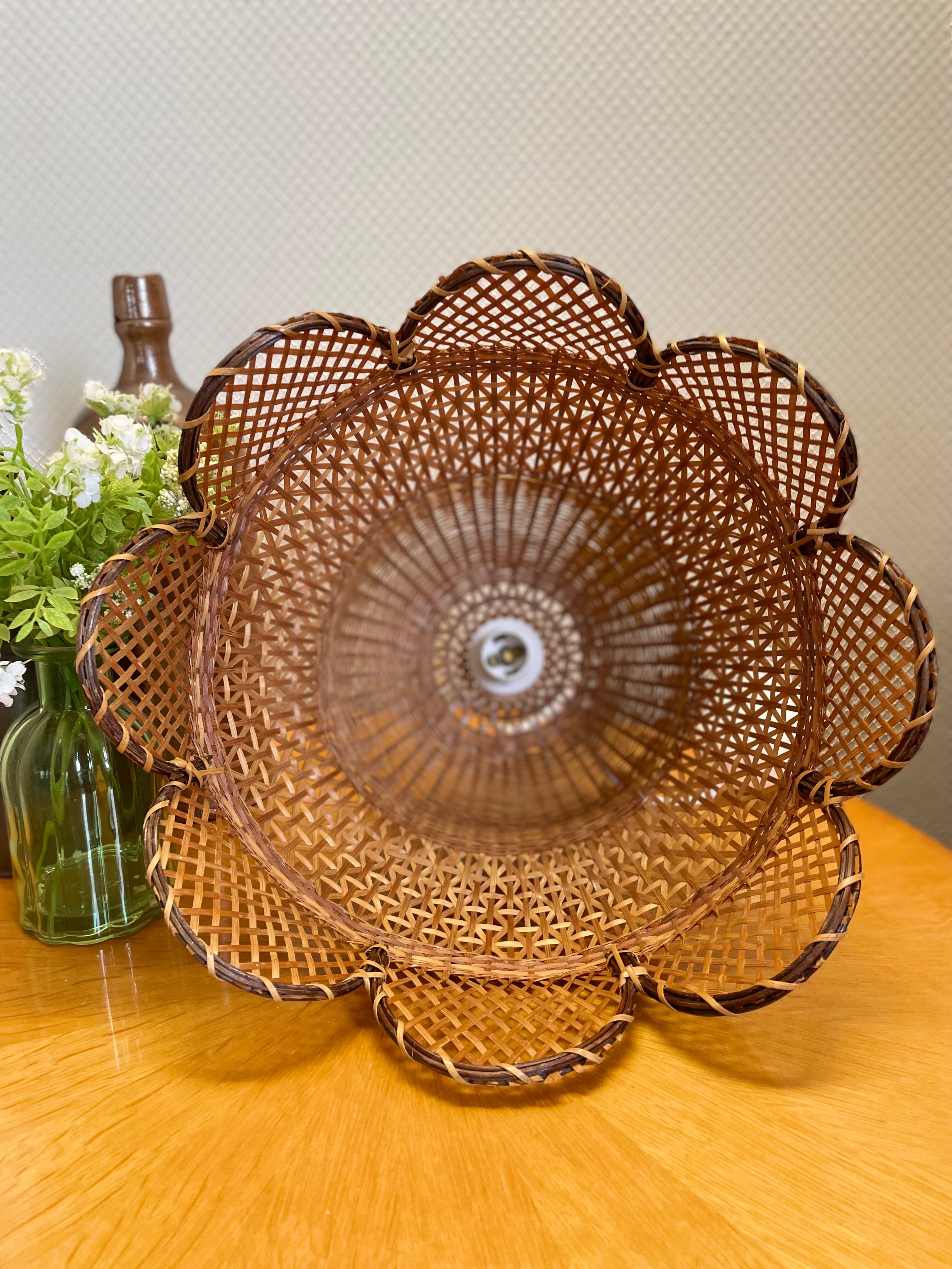 Vintage rattan and wicker pendant light