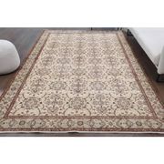 Vintage Turkish Hand-Knotted Wool Cotton Beige Area Rug 202x322