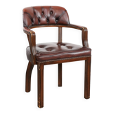 Fauteuil en cuir de vachette marron de style anglais