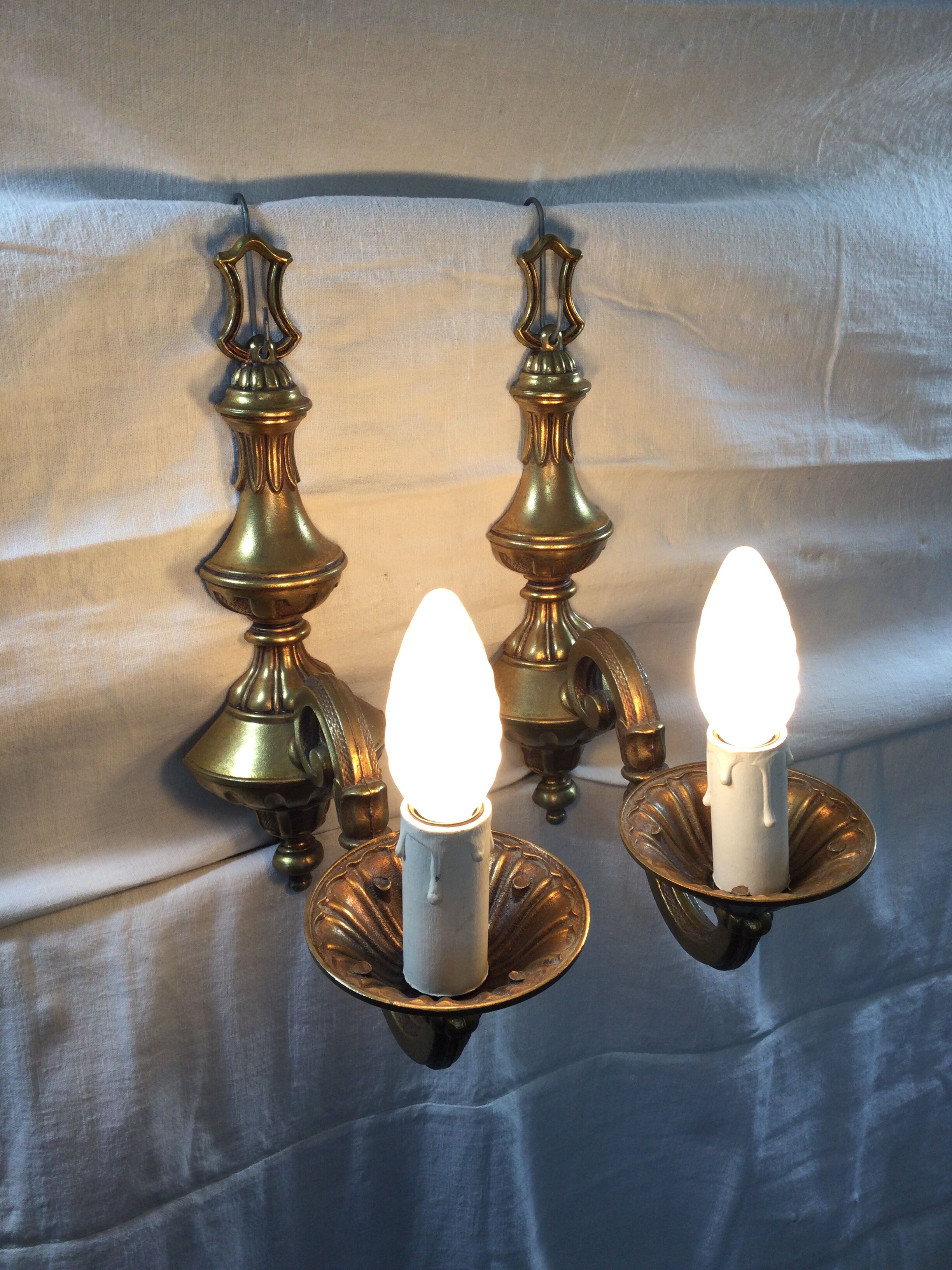 Pair of bronze applique 1 light