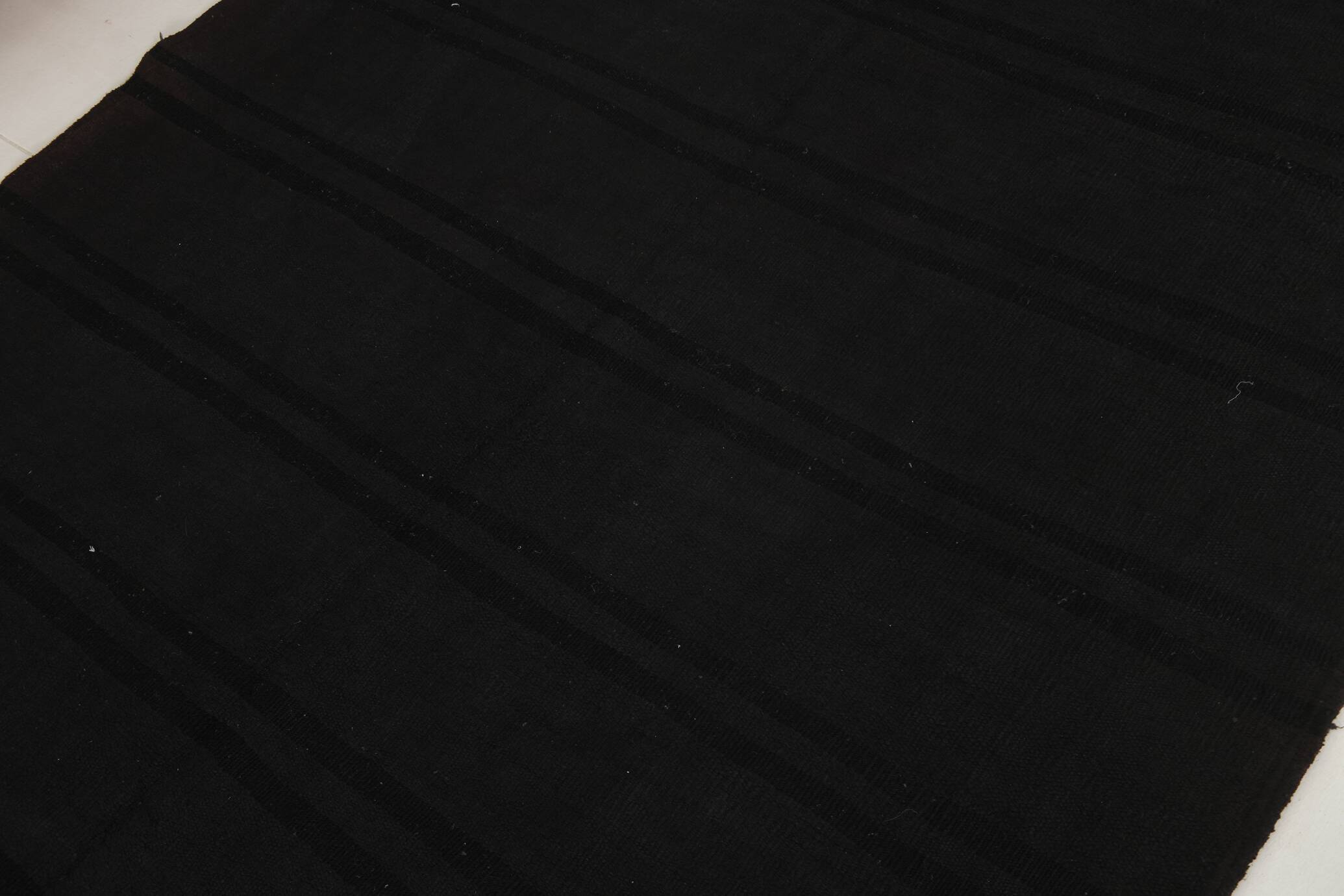 Striped Pattern Black Vintage Rug, 204x296 Cm