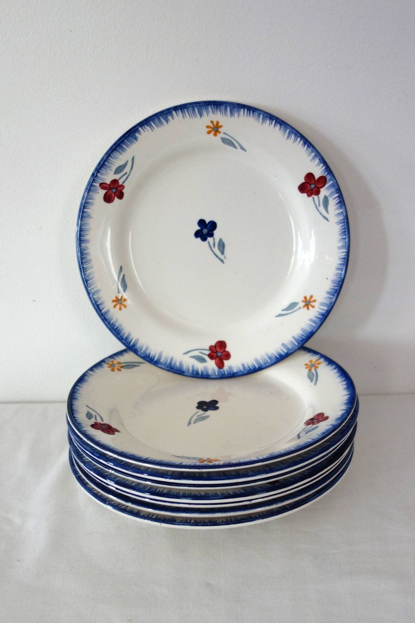 Set of 8 vintage dessert plates, Mary-Lou model, Digoin Sarreguemines