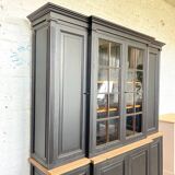 Ancien vaisselier / bibliothèque patine noire