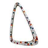 Mosaic and brass mirror, free form, Holland, 50's.