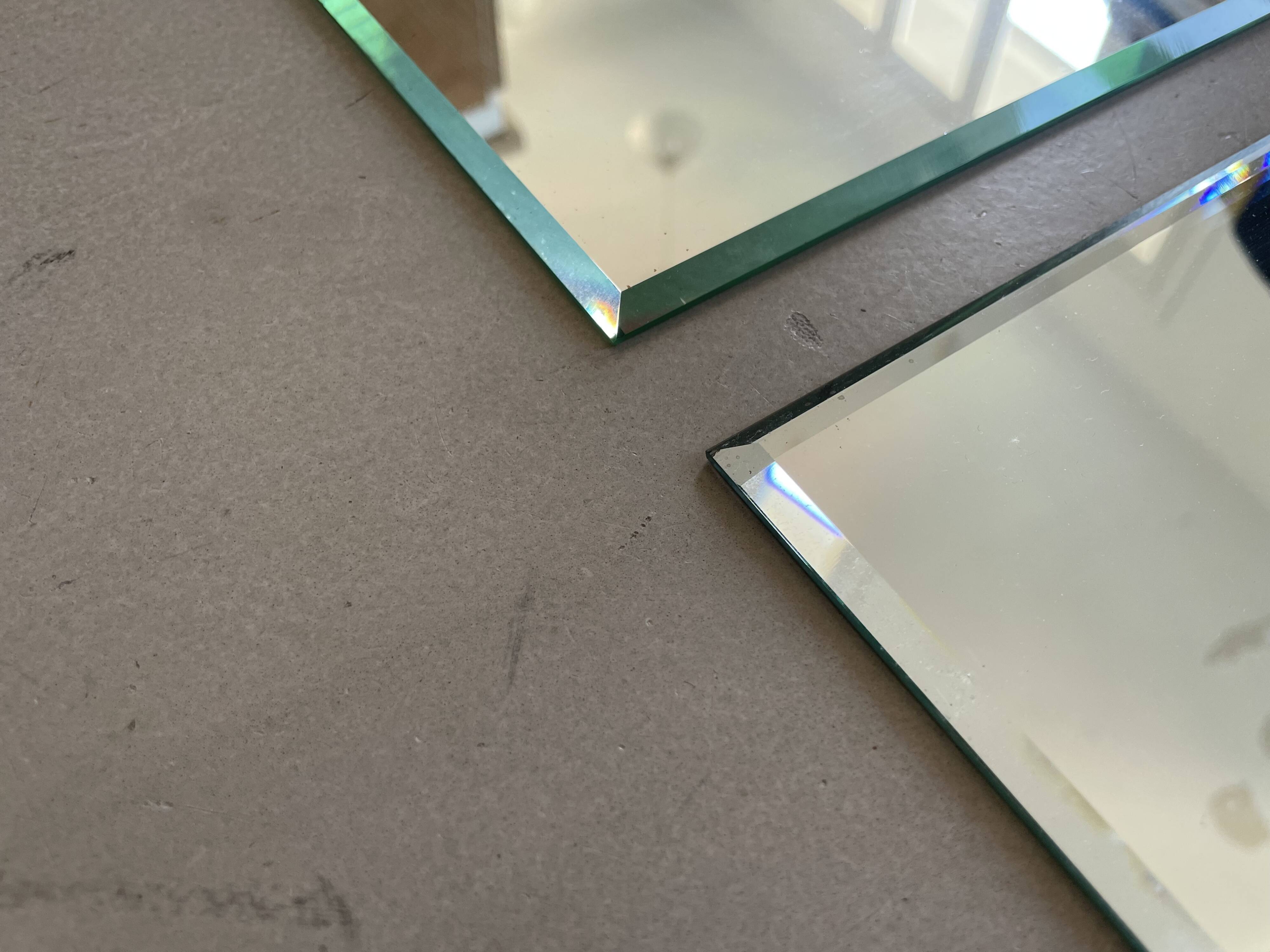 Set of 2 antique beveled mirrors 30x40cm