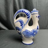Pitcher bottle hen earthenware white blue USSR 20th century