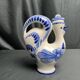 Pitcher bottle hen earthenware white blue USSR 20th century