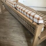 Vintage brutalist sofa in solid oak circa 1980