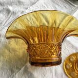 1920s amber glass vase with integrated flower spike