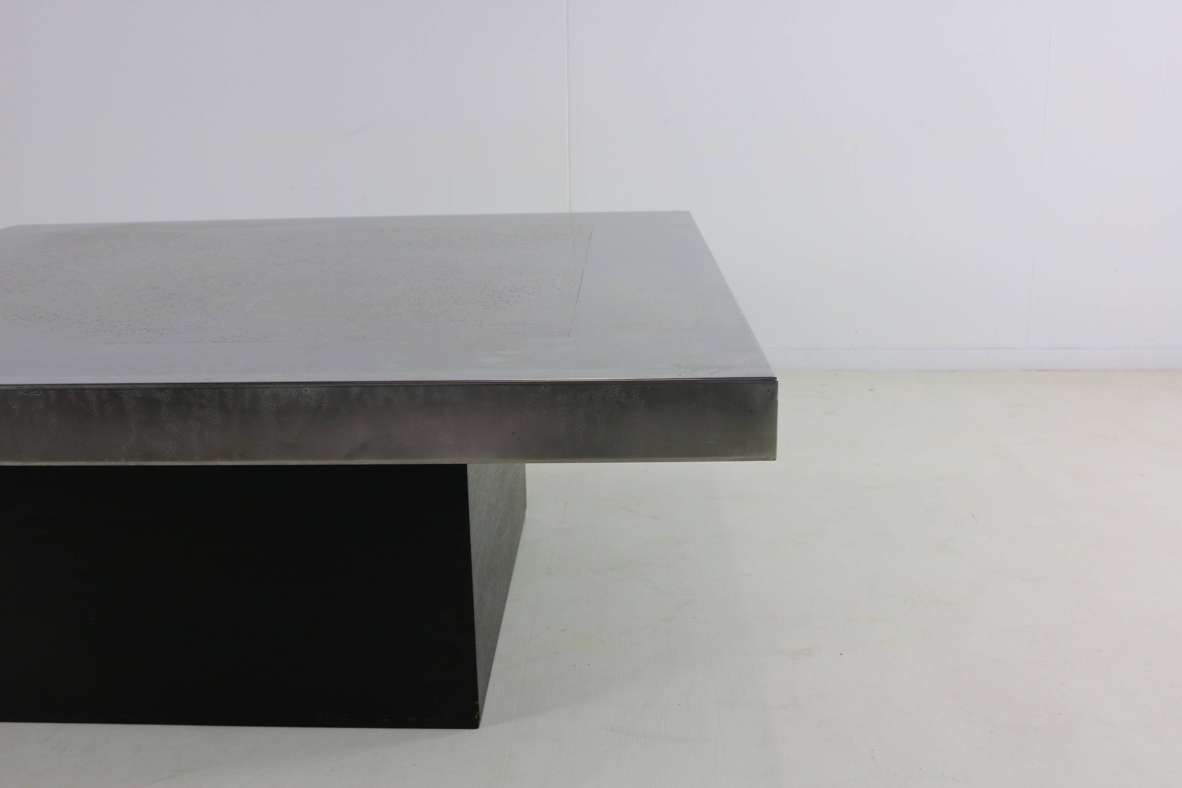 German design etched metal coffee table by Heinz Lilienthal