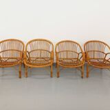 Set of 4 vintage rattan armchairs from the 60s